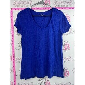 Halogen tshirt tee deep Royal Blue Scoop Neck Short Sleeve Top comfy stretchy
